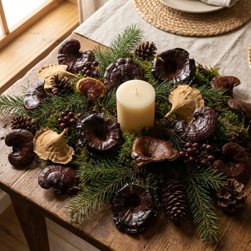 Lot de 100 champignons séchés naturels brillants pour décoration automnale | Floristik24.fr