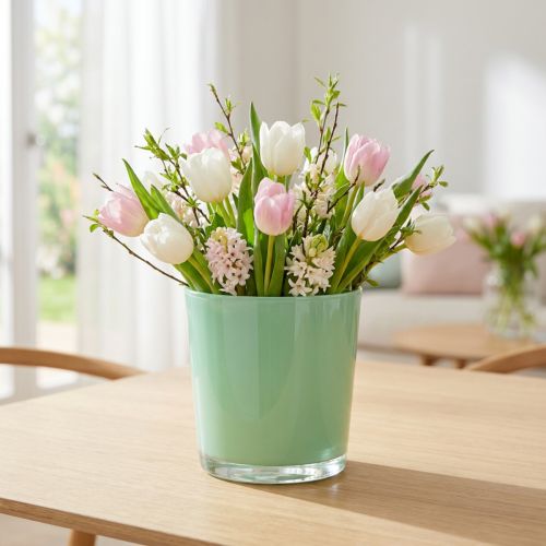 Pot décoratif en verre mint Ø11,5cm H10,8cm | Floristik24.fr