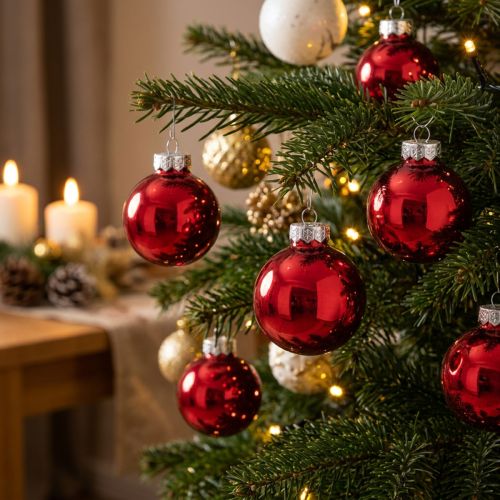 Boules de Noël en Verre Rouges