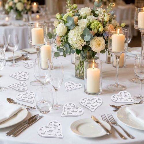 Cœurs Décoratifs en Bois à Poser – Blanc 5 cm – Lot de 40 | Floristik24.fr