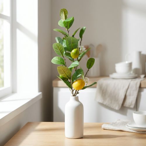 Branche Décorative Citronnier avec Fruits et Fleurs Artificiels, 68 cm | Floristik24.fr