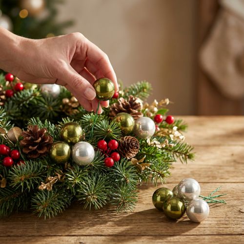 Boules de Noël en Verre avec Fil, Vert Olive et Argent, Ø 40 mm, Lot de 32 | Floristik24.fr