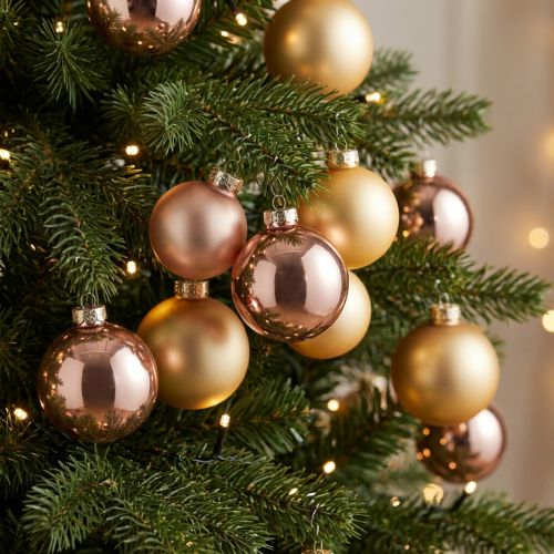 Boules de Noël en Verre Ø6 cm Doré et Rosé – Lot de 24 | Floristik24.fr