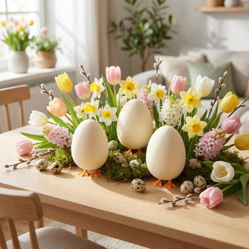 Deko œuf avec pattes amusantes pour Pâques, crème, H13 cm, lot de 4 | Floristik24.fr