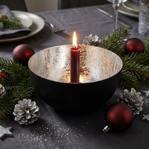 Chandelier Noir et Argent en Métal pour Bougies Ø13cm H6,5cm | Floristik24.fr