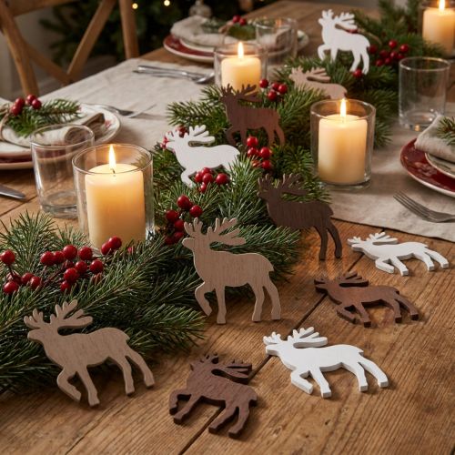 Statuettes en Bois Renne – Décoration Noël, Lot de 48 | Floristik24.fr