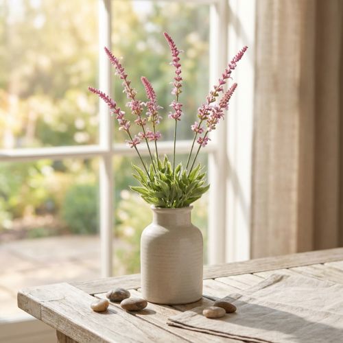 Lot de 3 tiges de lavande artificielle en bouquet, lavande lilas, 45 cm | Floristik24.fr