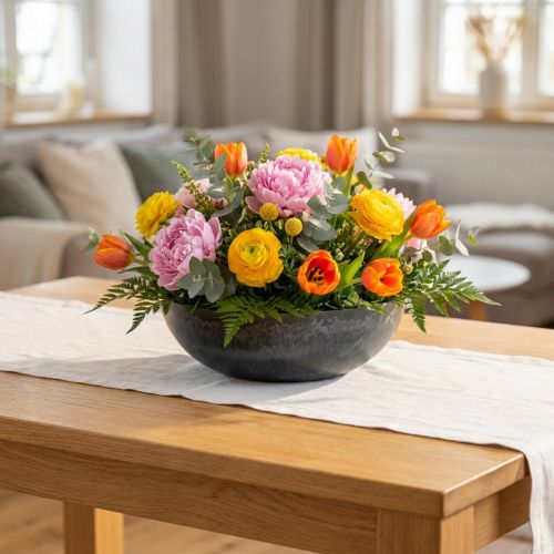 Coupe décorative ronde en plastique anthracite Ø29,5cm | Floristik24.fr