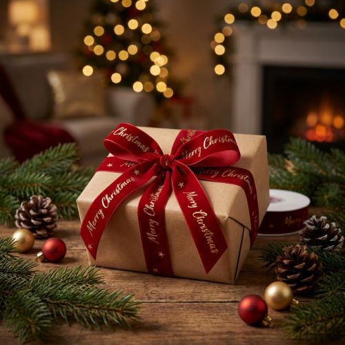 Ruban cadeau ruban de Noël ruban de velours rouge 25mm 20m | Floristik24.fr