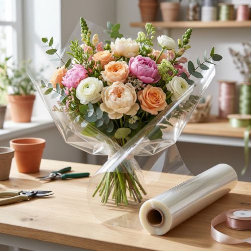Rouleau de film transparent pour décorations florales 75 cm x 200 m | Floristik24.fr