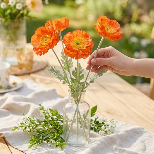 Fleurs artificielles coquelicots orange en bouquet - H78cm - Lot de 3 | Floristik24.fr
