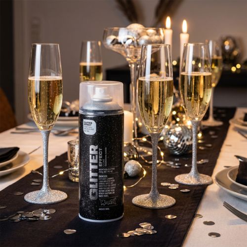Article Spray pailleté argenté effet Montana, peinture en spray pailletée 400 ml