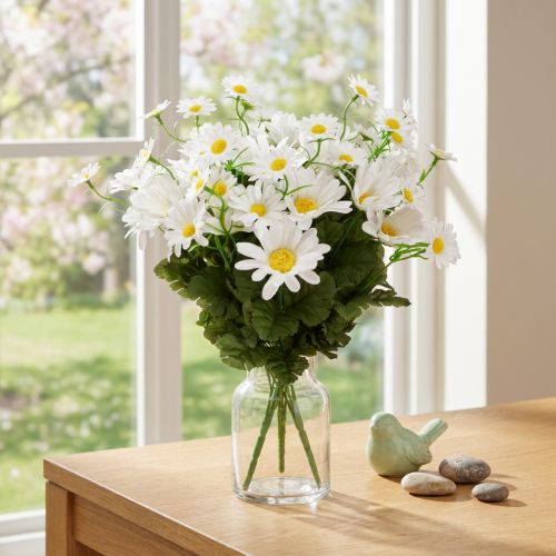 Margerites artificielles blanches - Bouquet décoratif 45 cm | Floristik24.fr