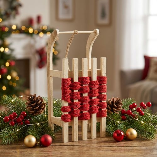Deko traîneau en bois 30×14,5×9,5 cm avec cordelette en jute | Floristik24.fr