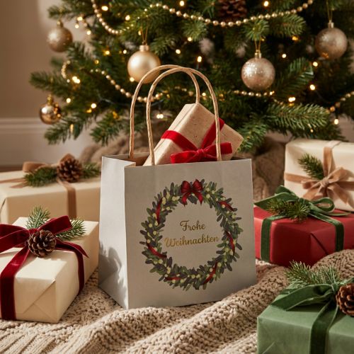 Sachet cadeau en papier avec anses gris 12×12 cm - Lot de 8 | Floristik24.fr