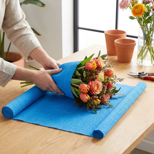 Crepon Bleu de Qualité Florale 50 x 250 cm | Floristik24.fr