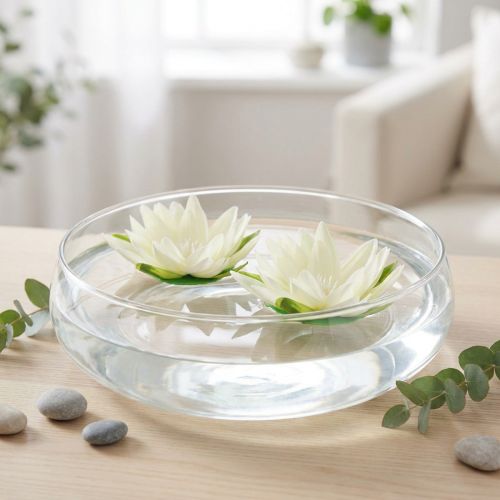 Lot de 2 nénuphars artificiels crème Ø15 cm décoratifs et flottants | Floristik24.fr