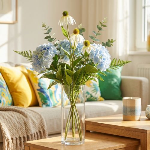 Fleur artificielle Échinacée Blanc 90 cm | Floristik24.fr