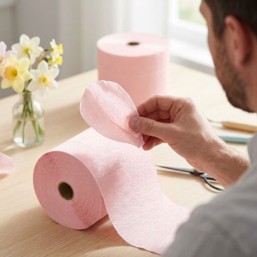 Papier crépon rose clair 10 cm x 250 cm – Lot de 2 | Floristik24.fr