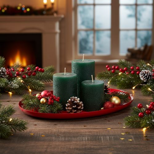 Plateau décoratif en métal rouge 27 cm | Floristik24.fr