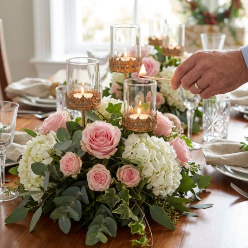 Photophore à brancher avec bougie verre doré Ø7cm 4 pcs | Floristik24.fr
