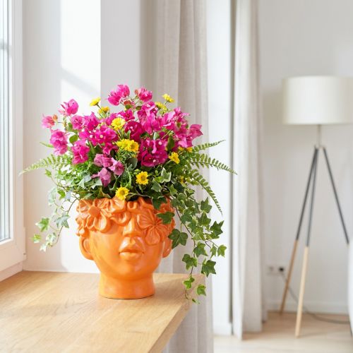 Pots de fleurs décoratif en forme de tête, orange 13,5 x 13 x 14 cm | Floristik24.fr