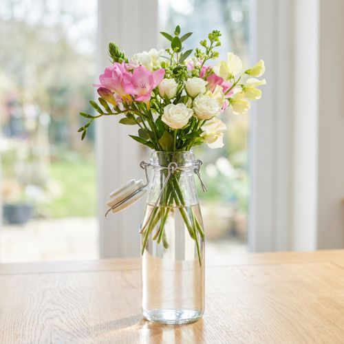 Flacon décoratif en verre avec bouchon céramique 8 x 24 cm | Floristik24.fr