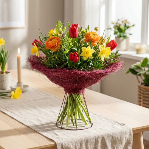 Article Manchettes en sisal bicolores 20 cm - Lot de 8 pour bouquets et décorations