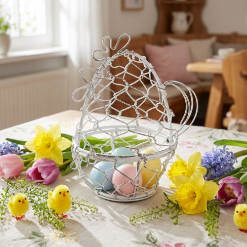 Panier décoratif en métal en forme de poule pour œufs de Pâques, 14 cm | Floristik24.fr