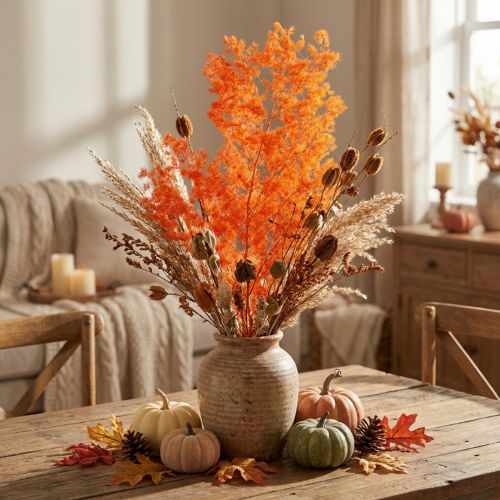 Article Asparagus décoratif séché teint orange 65 cm 80 g