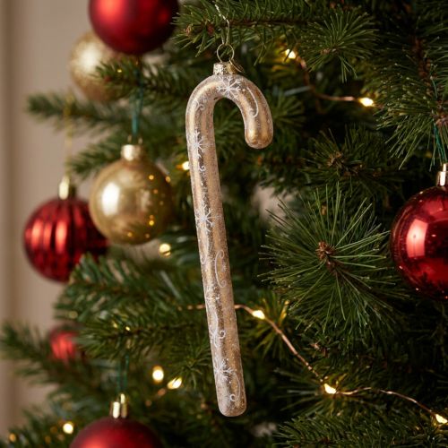 Article Ornement en verre en forme de canne à sucre, décoration de sapin de Noël nostalgique, 22 cm
