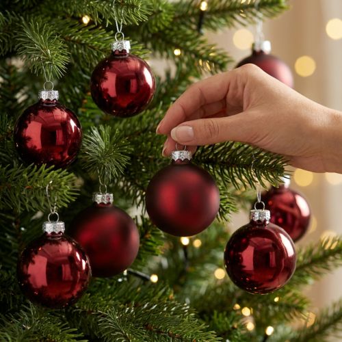 Boules de Noël en Verre Bordeaux Ø6cm - Lot de 24 | Floristik24.fr