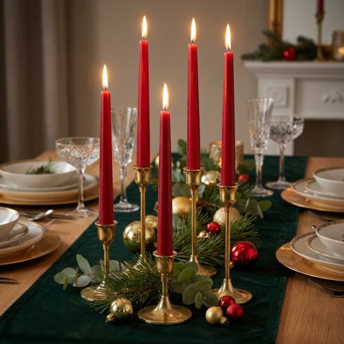 Bougies coniques en cire rubis 250 mm x 23 mm (lot de 12) | Floristik24.fr