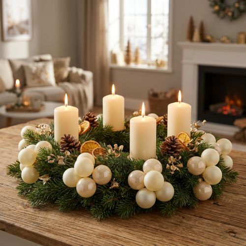 Mini boules de Noël en verre crème mat et brillant Ø40 mm - Lot de 32 | Floristik24.fr