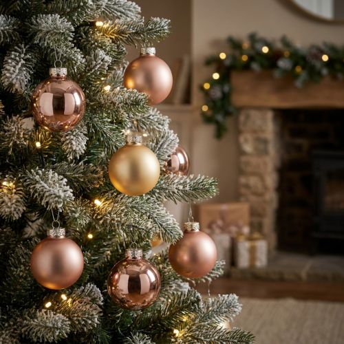 Boules de Noël en verre, doré et rosé, Ø 4 cm, set de 24 | Floristik24.fr