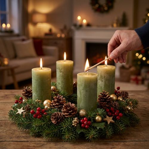 Bougies cylindriques en cire olivine 50×100 mm - Lot de 4 | Floristik24.fr
