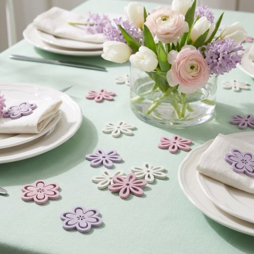 Fleurs décoratives en bois – Lot de 48 pièces – 3,5 cm – Rose, Blanc, Lilas | Floristik24.fr