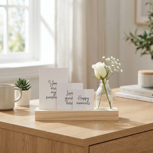 Kartenhalter en bois avec mini vase en verre, 25×7,5×12 cm | Floristik24.fr