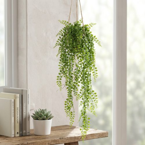 Article Plante artificielle suspendue en jute, pois verts, H 80 cm
