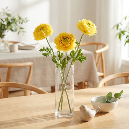 Ranunculus artificiel jaune 51 cm - Lot de 3 | Floristik24.fr