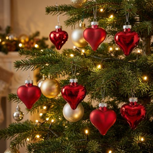 Décorations de Sapin Cœur Rouge 3 cm - Lot de 22 | Floristik24.fr