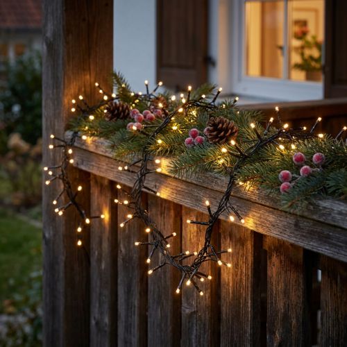 Lumineuse guirlande LED noire – 288 LED, 2,4 m, lumière blanc chaud | Floristik24.fr