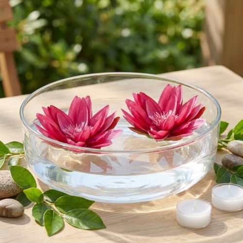 Lot de 2 nénuphars artificiels décoratifs fuchsia Ø15 cm | Floristik24.fr