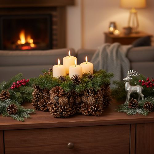 Pot de plantation en forme d'étoile en pommes de pin 30cm naturel | Floristik24.fr