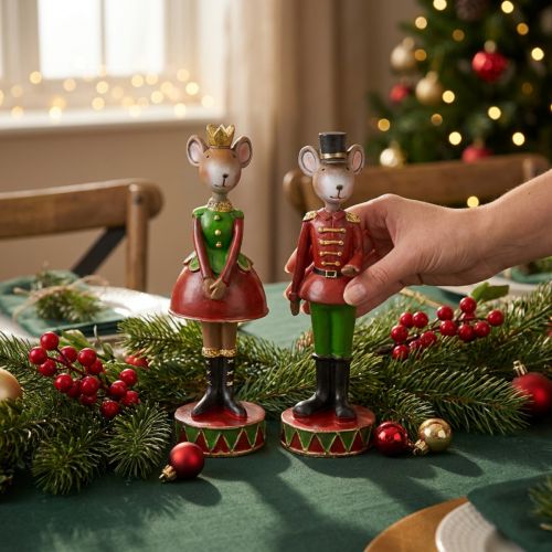 Figurines de décoration de Noël en forme de souris 14,5 cm rouge-vert 2 pièces | Floristik24.fr