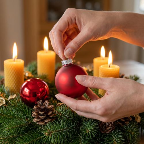 Boule de Noël Ø4cm rouge brillant/mat 24 pcs | Floristik24.fr