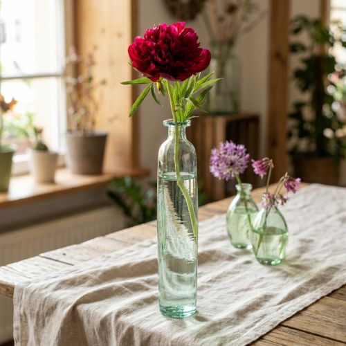 Vase déco bouteille en verre transparent/vert style rétro Ø6,5cm H30cm | Floristik24.fr