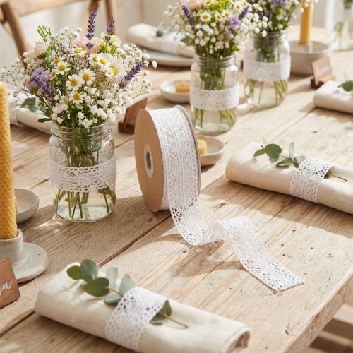 Article Ruban décoratif dentelle coton blanc 18mm x 10m