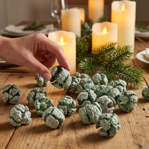 Cônes de Cyprès Naturels Vert Givré 3 cm - 500 g | Floristik24.fr