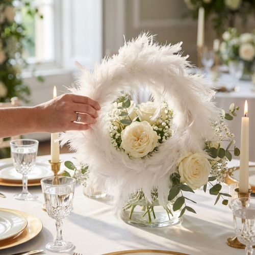 Couronne en plumes blanches 20